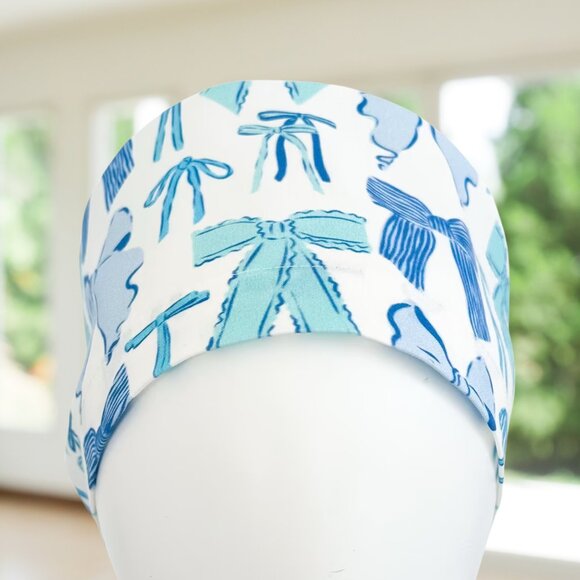 PREMIUM Blue Bows~ Euro Style Scrub Cap, Unisex Nurse Cap, CNA, MD, Tech, Vet. - Picture 2 of 4